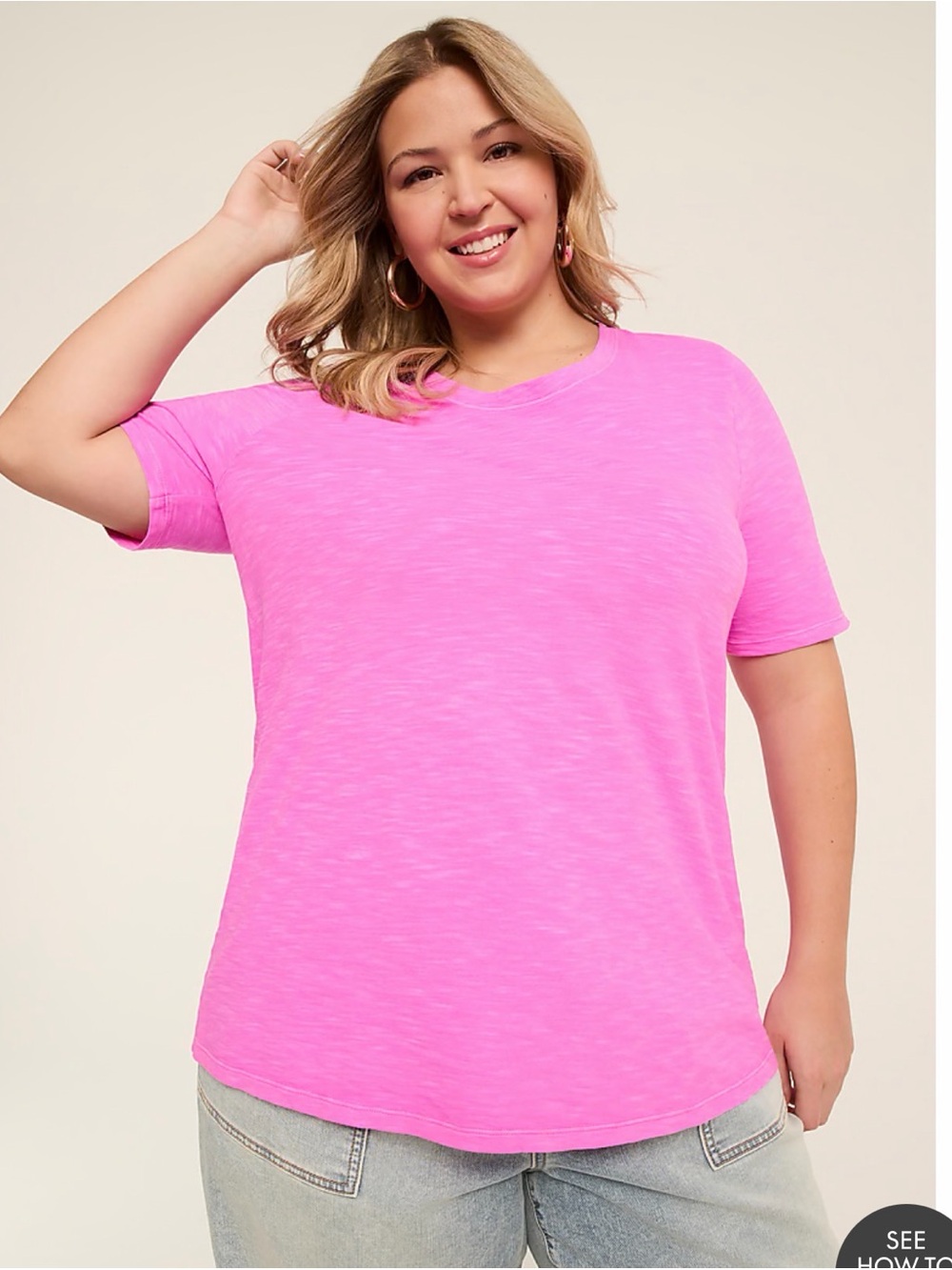 Lane Bryant Perfect Sleeve Crew-Neck Tee Neon Pink Size 18/20